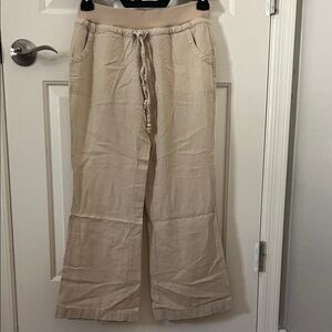 Casual Beige Drawstring Pants